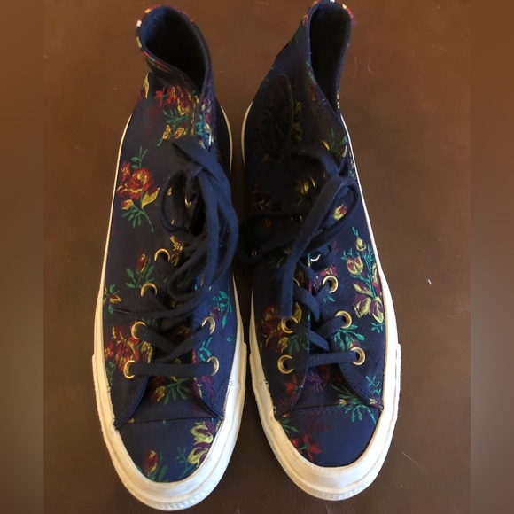 Converse Platform CTAS Lift Ripple Obsidian Navy‎ Floral Sneakers Size 8.5 - Picture 5 of 11